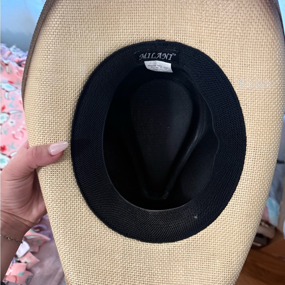 Milani Tan Cowboy Hat with Turquoise Accents - Picture 5 of 9